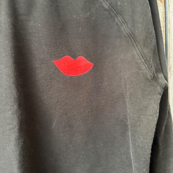 Clare V Black Poppy  Lips Sweatshirt Size S - Picture 5 of 8